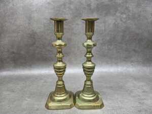 Pair of Victorian brass candlesticks