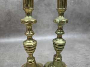 Pair of Victorian brass candlesticks - 2