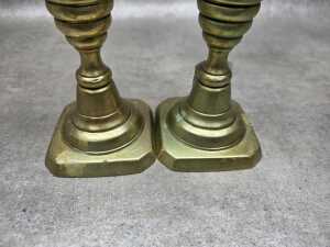 Pair of Victorian brass candlesticks - 4