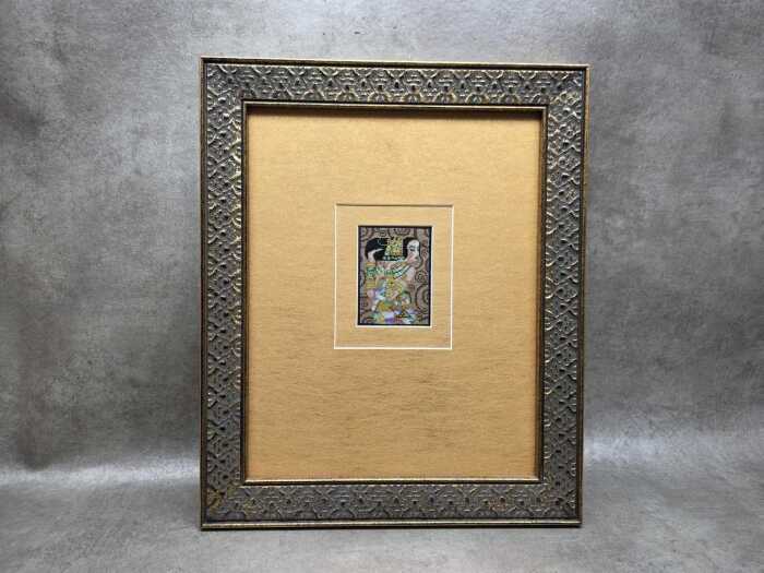 Artist unknown, Klimt-style framed cross-stitched embroidery