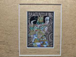 Artist unknown, Klimt-style framed cross-stitched embroidery - 2