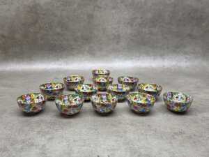 Set of thirteen Chinese famille rose zodiac tea cups - 2