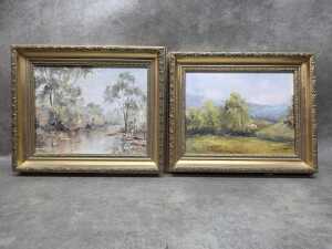 Joan Page (1929-89?), Pair of Australian landscape paintings, oil on board