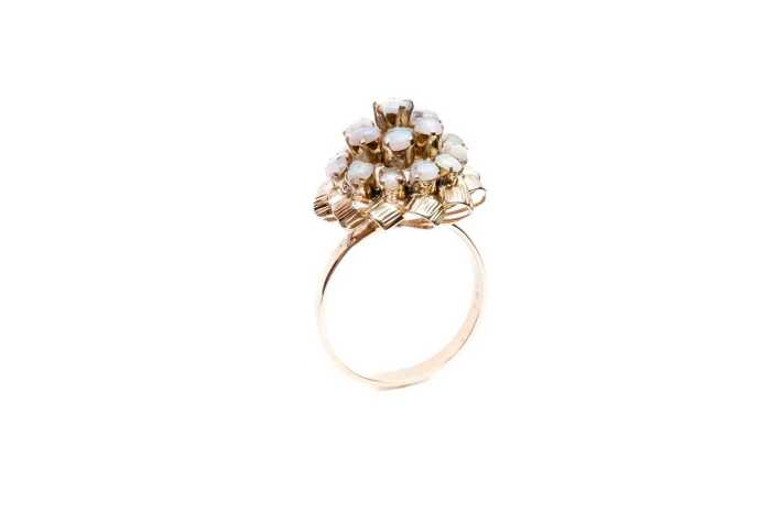 Opal cluster ring in 12 carat yellow gold