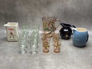 Glass and ceramic barware - including Wade Pottery