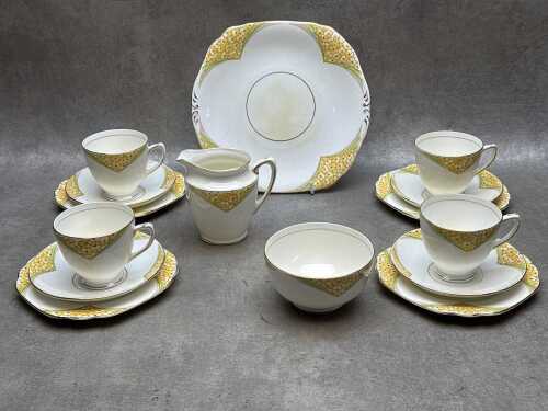 Rosina English porcelain tea setting for four
