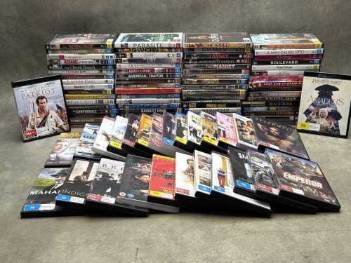 DVD, Blu-ray, and 4K discs, mostly movies, including Merry Christmas Mr Lawrence