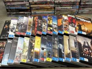 DVDs and Blu-rays, mostly movies, including The Godfather Collection - 2