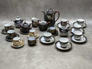 Japanese fine porcelain tea sets including eggshell porcelain duo, teapot, etc.