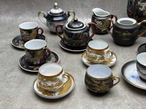 Japanese fine porcelain tea sets including eggshell porcelain duo, teapot, etc. - 2