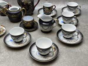 Japanese fine porcelain tea sets including eggshell porcelain duo, teapot, etc. - 3