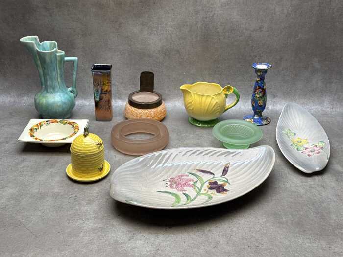 Art Deco items, including ceramics and glass
