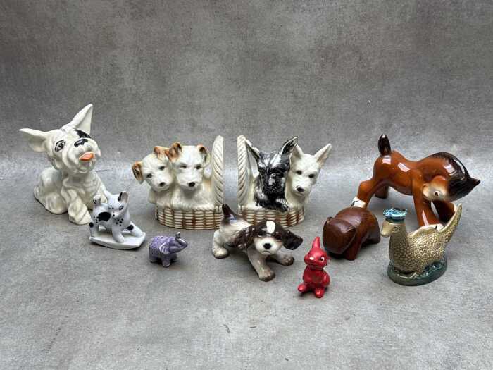 Animal figures, mostly ceramic, including Goebel Hummel