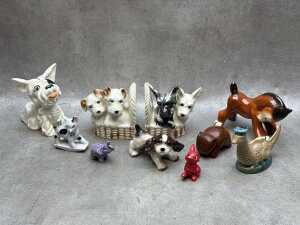 Animal figures, mostly ceramic, including Goebel Hummel