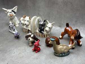 Animal figures, mostly ceramic, including Goebel Hummel - 3