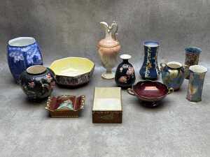 Assorted porcelain including lustreware, A/F