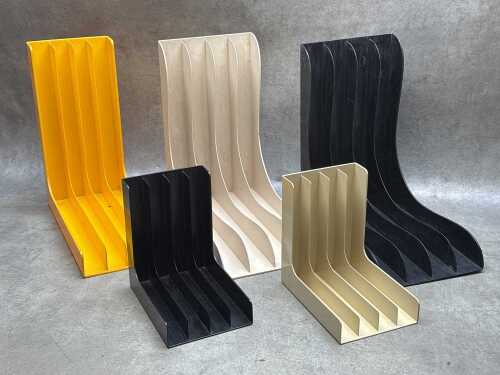 Five vinyl record organiser racks