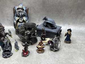 Group of fantasy figures including dragons, wizards, etc. - 3
