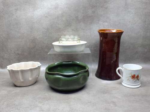 Five ceramics, including a Denby bowl