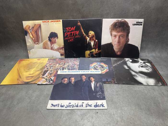 Eight Rock and Blues vinyl records, including Rolling Stones