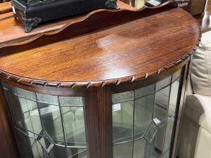 Art Deco leadlight demi-lune crystal cabinet - 2