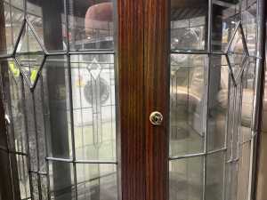 Art Deco leadlight demi-lune crystal cabinet - 4