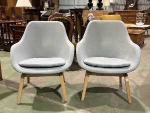 Pair of modern upholstered dining chairs