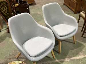 Pair of modern upholstered dining chairs - 2