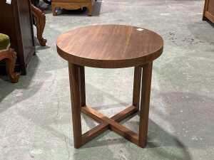 Round timber side table