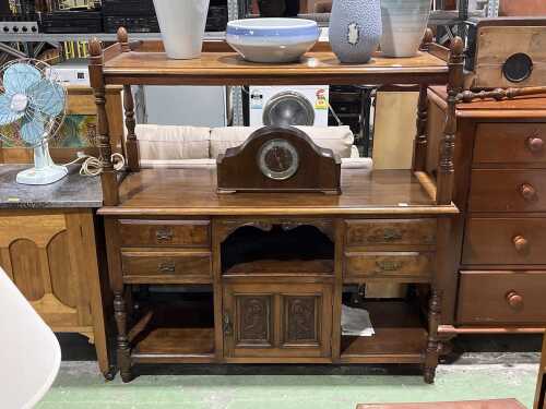 Edwardian walnut two-tier sideboard - dumb waiter