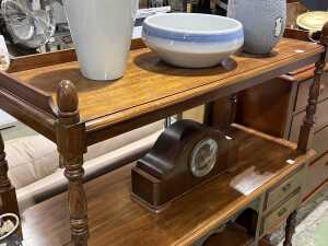 Edwardian walnut two-tier sideboard - dumb waiter - 3
