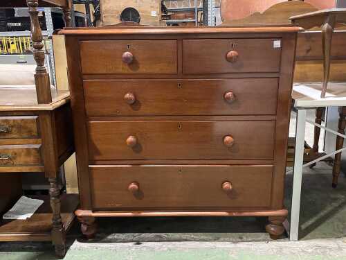 Victorian cedar chest of five drawers