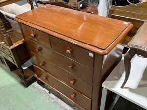 Victorian cedar chest of five drawers - 2