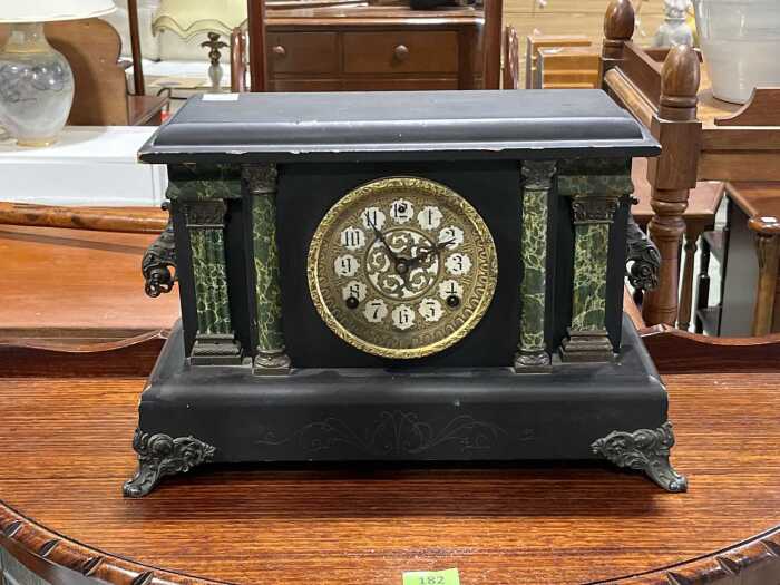 Sessions black lacquer mantel clock