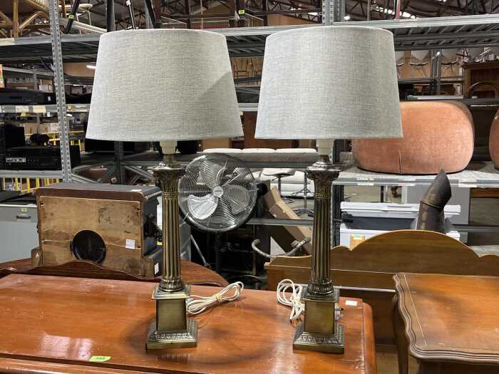 Pair of cast metal neoclassical style table lamps