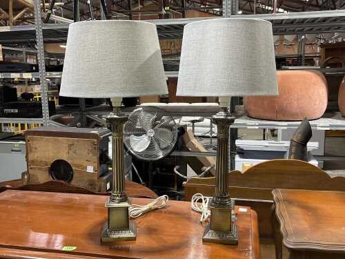 Pair of cast metal neoclassical style table lamps