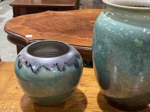 Three modern art ceramic vases - In greentones - 3