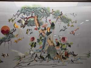 Chinese traditional embroidery on silk with pine tree and birds - 2