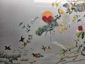 Chinese traditional embroidery on silk with pine tree and birds - 3
