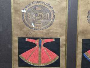 Framed diptych of Jaipuri miniature paintings of traditional garments - 2