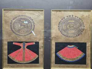 Framed diptych of Jaipuri miniature paintings of traditional garments - 3