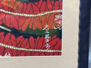 Chinese folk-art painting, Farmers Threading Corn. Watercolour on paper - 4