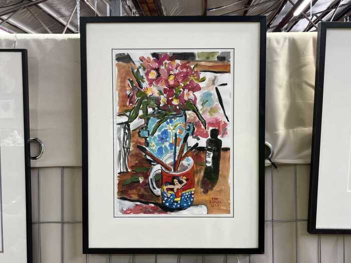 Kate Birrell, still life with Wonder Woman brush pot, 2020.