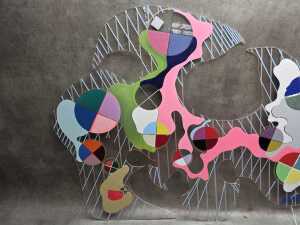 Artist unknown, colourful abstract. Mixed media on clear perspex - 2