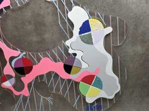 Artist unknown, colourful abstract. Mixed media on clear perspex - 3