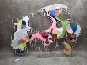 Artist unknown, colourful abstract. Mixed media on clear perspex - 4