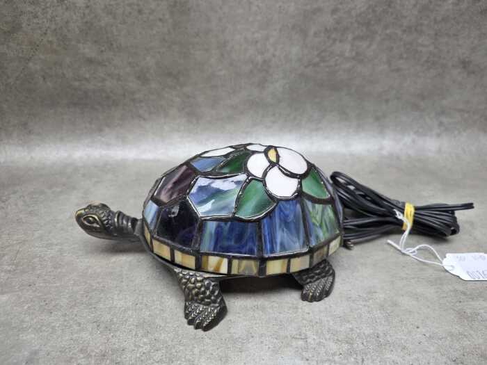 Tiffany-style-stained glass turtle accent lamp