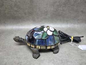 Tiffany-style-stained glass turtle accent lamp