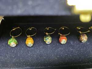 Faberge set of 12 wine glass charms - 5