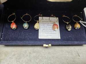 Faberge set of 12 wine glass charms - 8